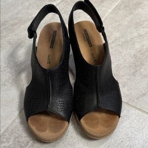 Clarks Black Wedge Sandals